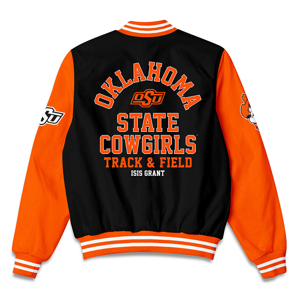 Oklahoma State - NCAA Women's Track & Field : Isis Grant - Bomber Jacket-1