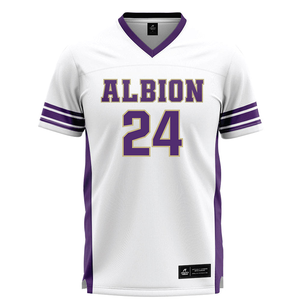 Albion - NCAA Men's Lacrosse : Matthew Compton - White Lacrosse Jersey-0