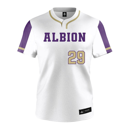 Albion - NCAA Softball : Sydney Schoenborn - White Jersey-0
