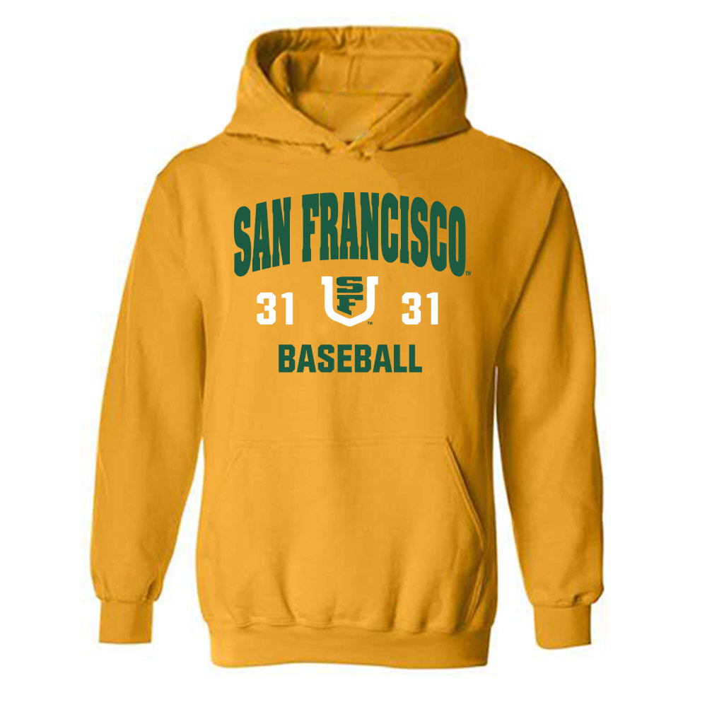 USFCA - NCAA Baseball : Jackson Thielen - Classic Shersey Hooded Sweatshirt-0