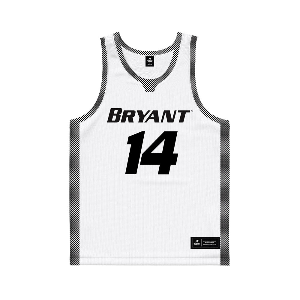 Bryant - NCAA Men's Basketball : Keegan Harvey - White Basketball Jersey-0
