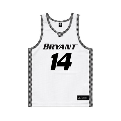 Bryant - NCAA Men's Basketball : Keegan Harvey - White Basketball Jersey-0