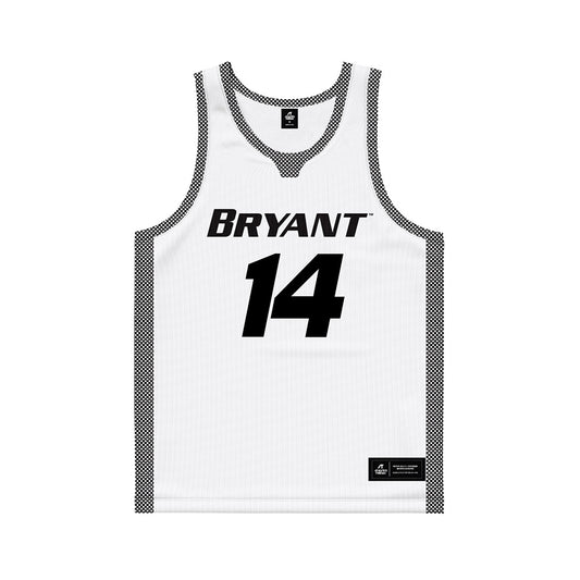 Bryant - NCAA Men's Basketball : Keegan Harvey - White Basketball Jersey-0