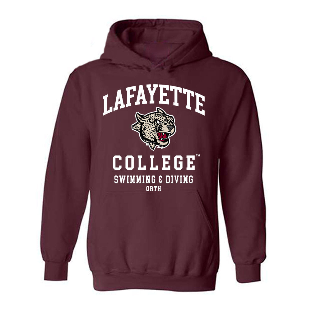 Lafayette College - NCAA Men's Swimming & Diving : Landon Orth - Classic Fashion Shersey Hooded Sweatshirt-0