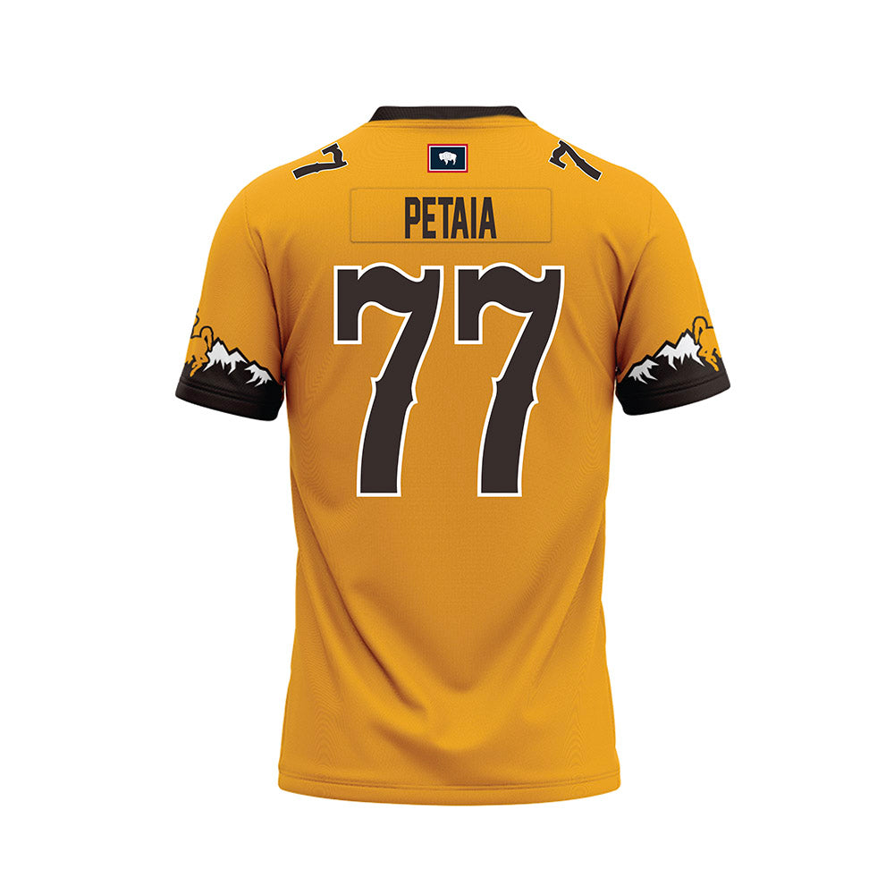 Wyoming - NCAA Football : Josiah Petaia - Gold Premium Football Jersey-1
