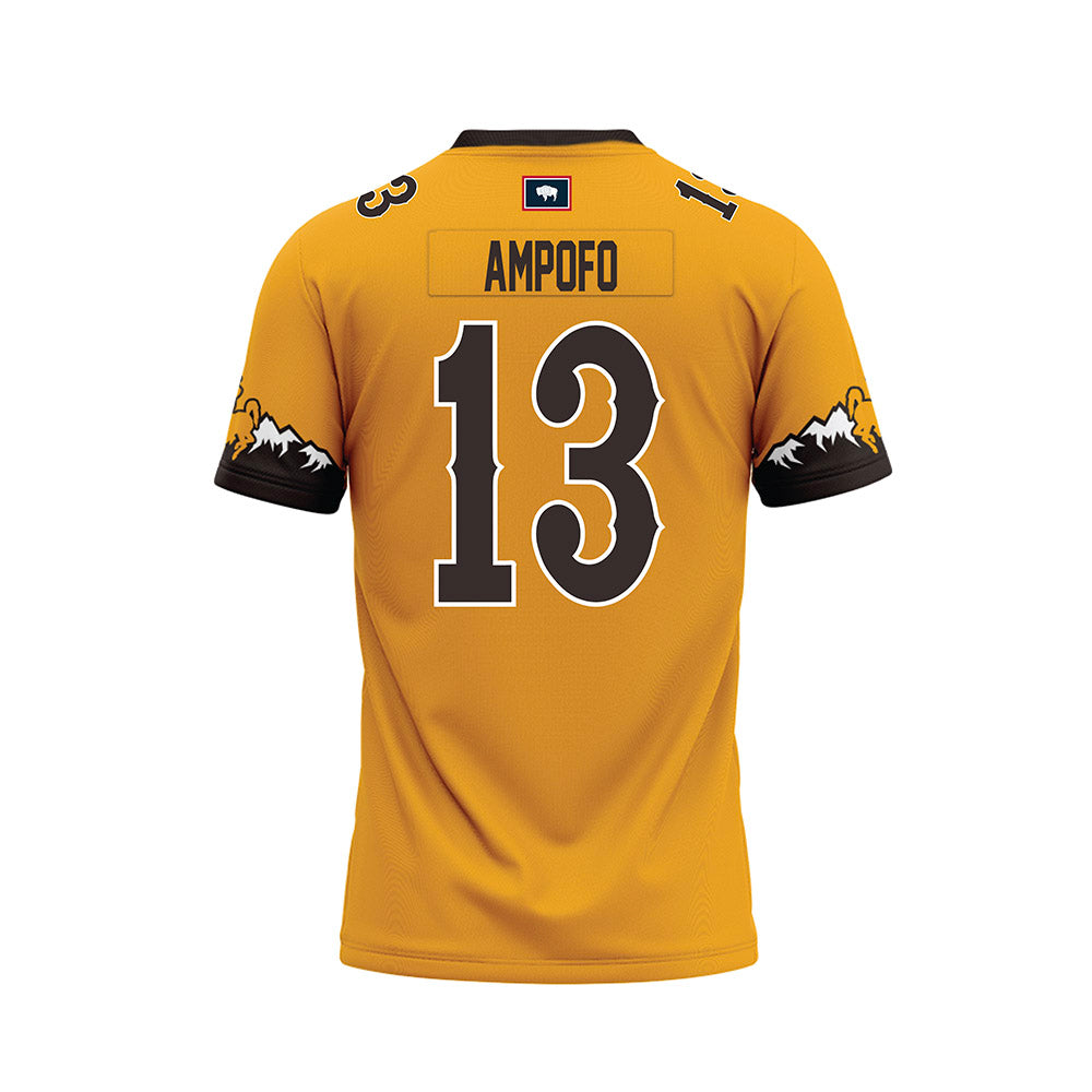 Wyoming - NCAA Football : Elvin Ampofo - Gold Premium Football Jersey-1