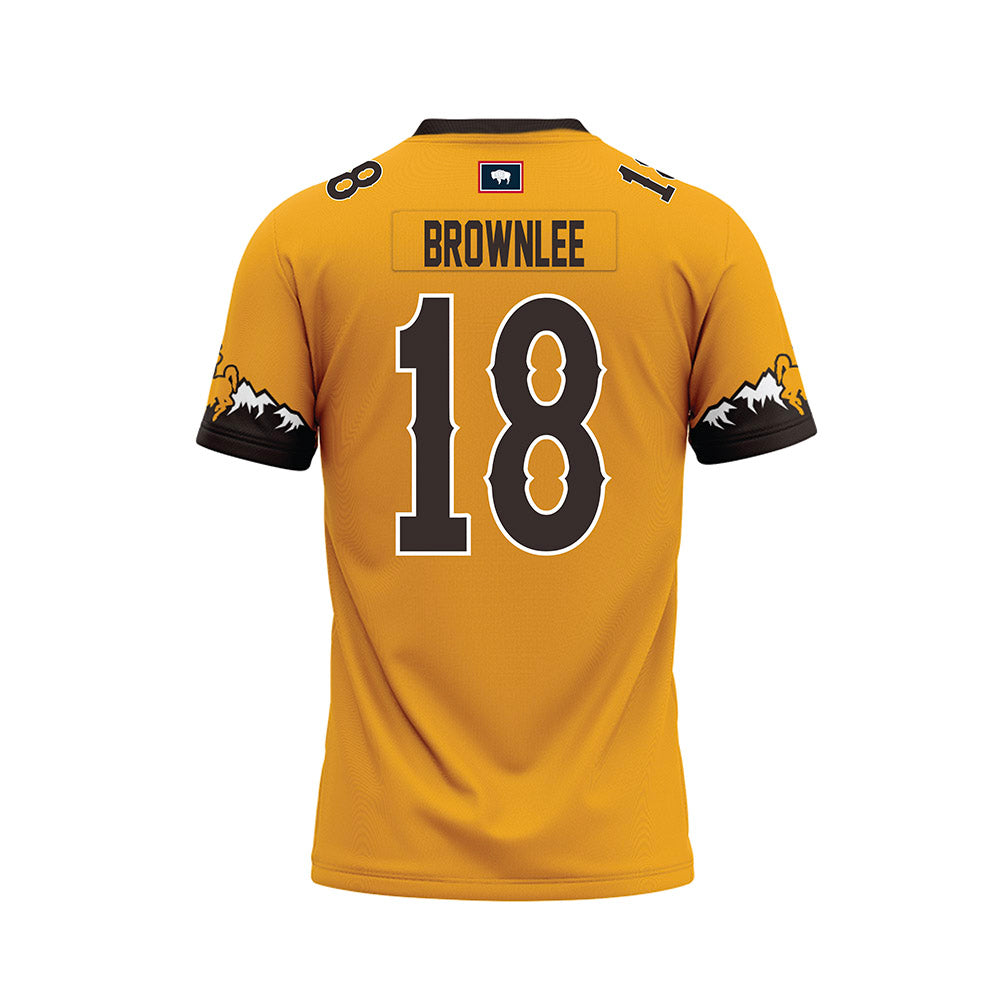 Wyoming - NCAA Football : Da'Marion Brownlee - Gold Premium Football Jersey-1