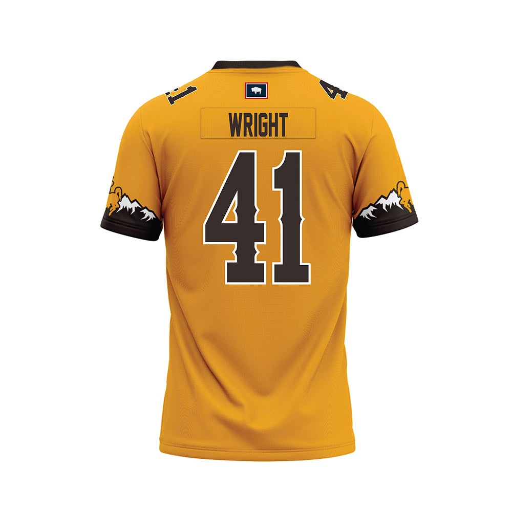 Wyoming - NCAA Football : Mason Wright - Gold Premium Football Jersey-1