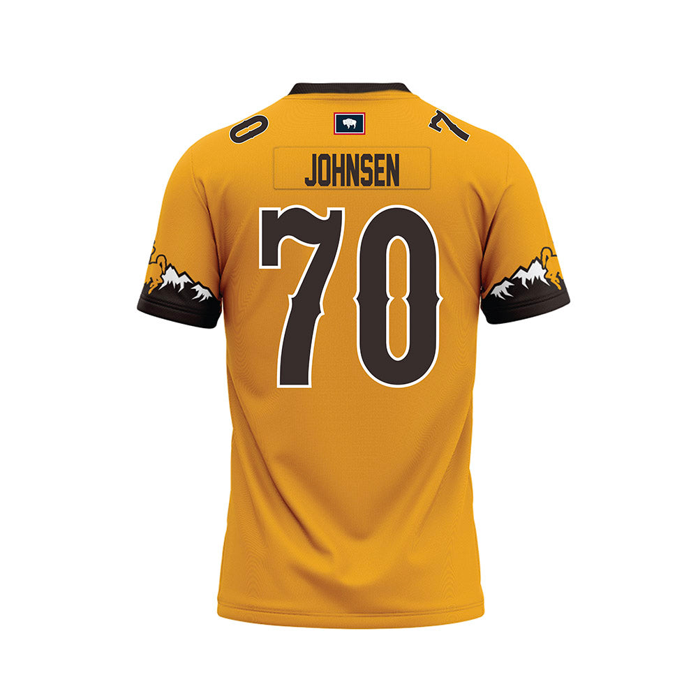Wyoming - NCAA Football : Rex Johnsen - Gold Premium Football Jersey