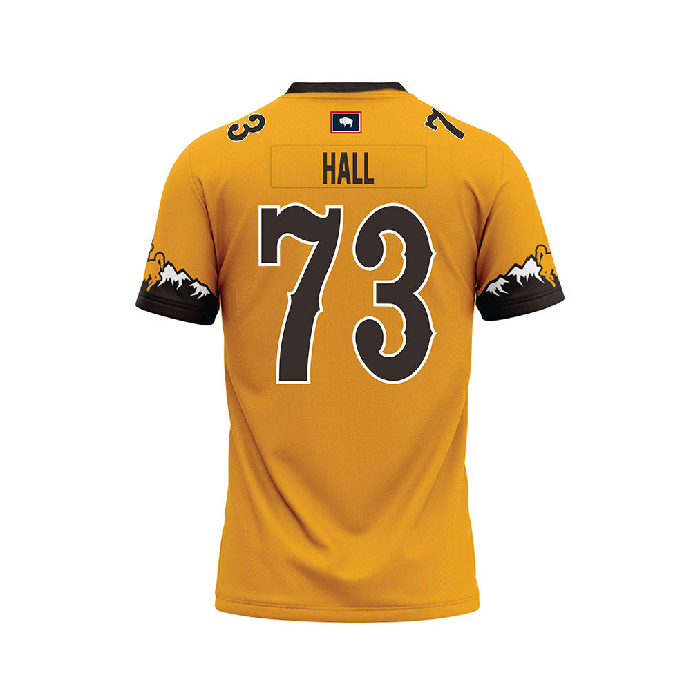 Wyoming - NCAA Football : Caleb Hall - Gold Premium Football Jersey-1