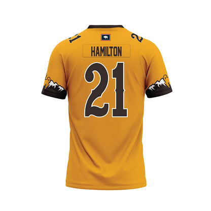 Wyoming - NCAA Football : Nico Hamilton - Gold Premium Football Jersey-1