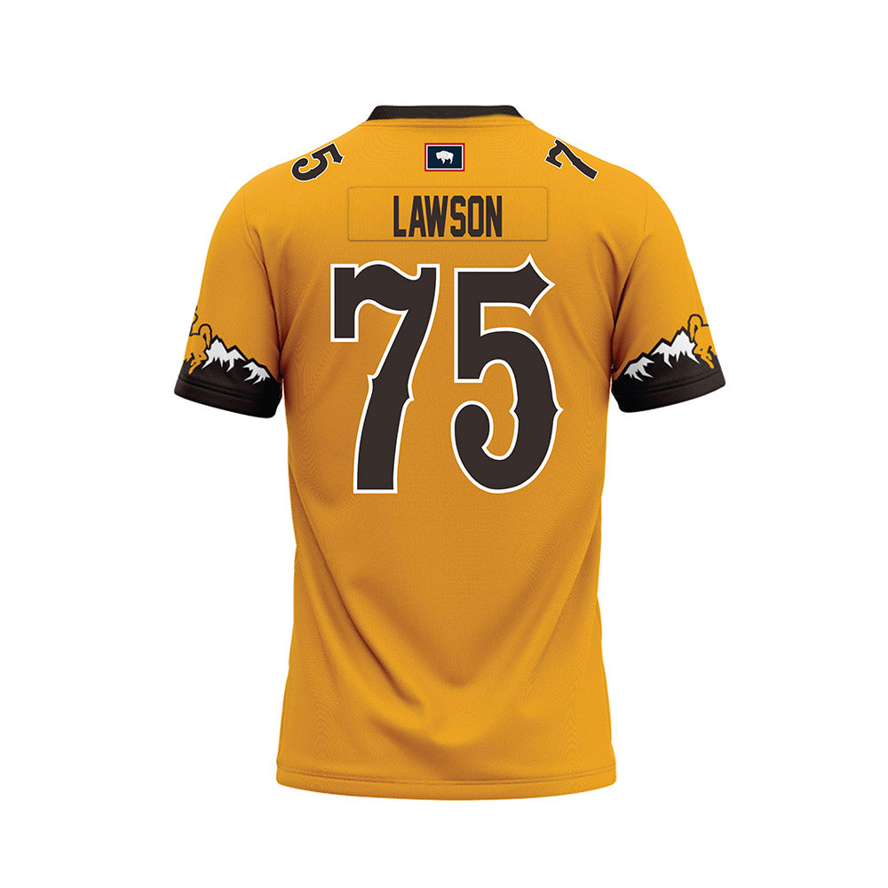 Wyoming - NCAA Football : Cooper Lawson - Gold Premium Football Jersey-1