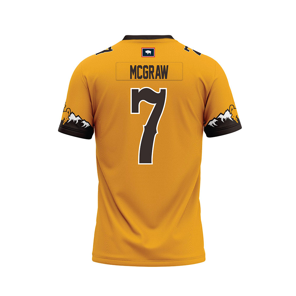 Wyoming - NCAA Football : Junus McGraw - Gold Premium Football Jersey-1