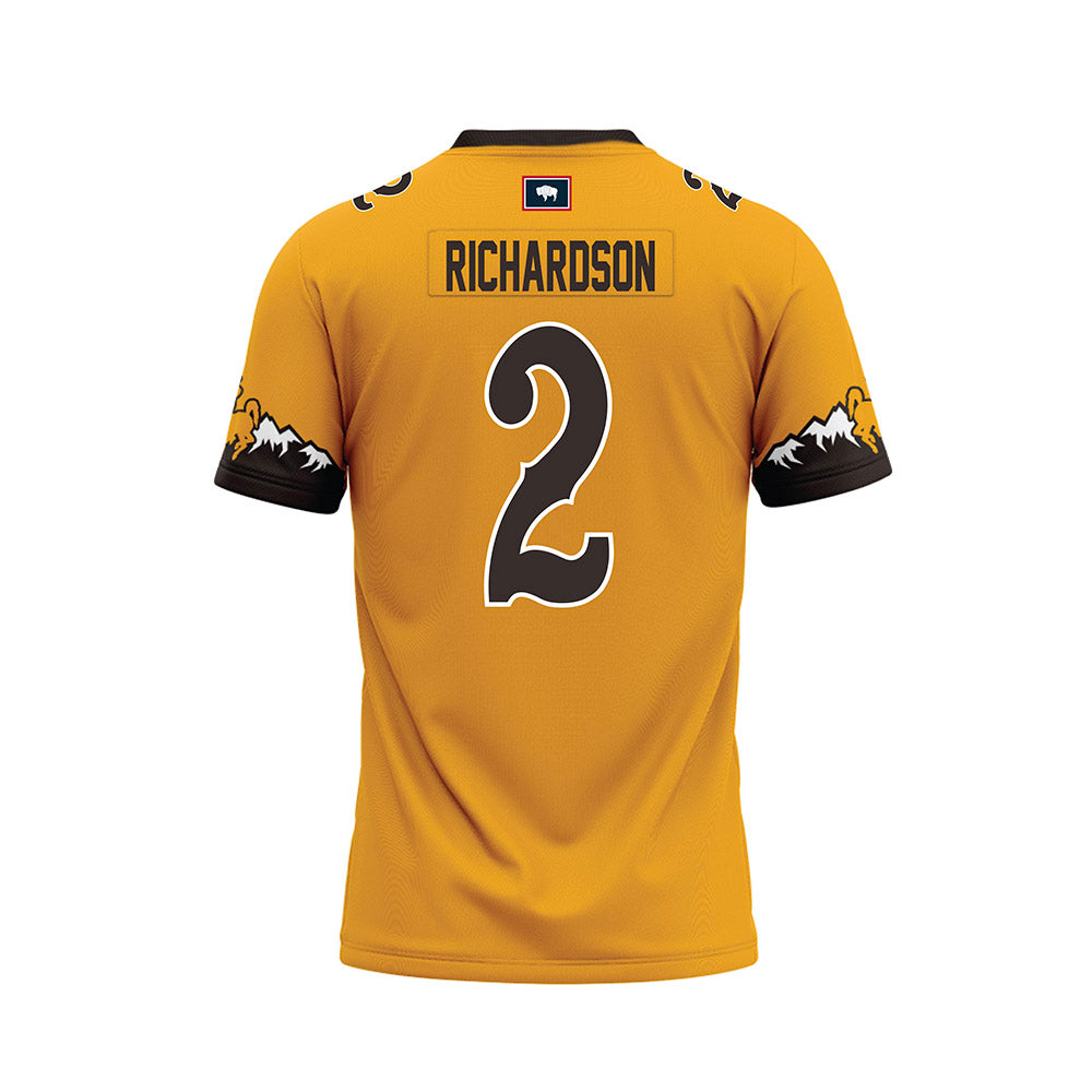 Wyoming - NCAA Football : Eric Richardson - Gold Premium Football Jersey-1