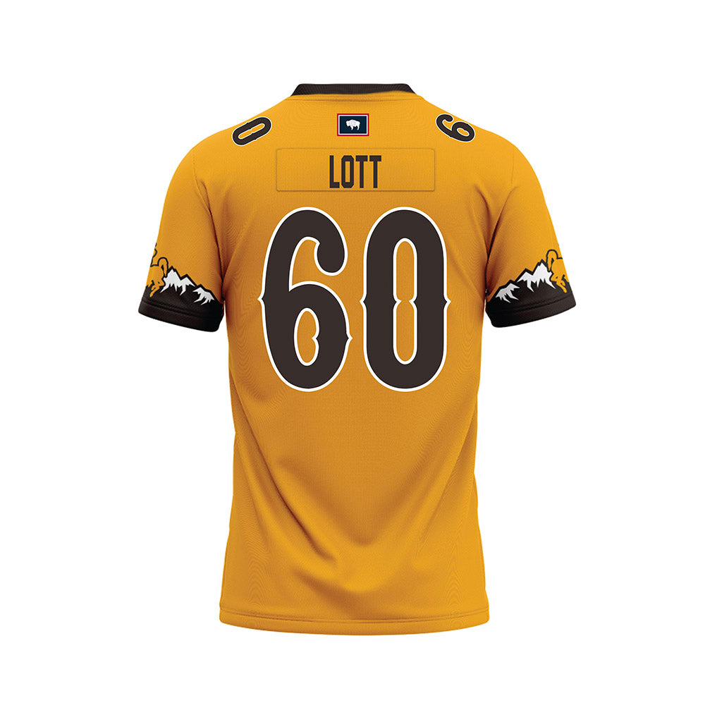 Wyoming - NCAA Football : Grant Lott - Gold Premium Football Jersey-1