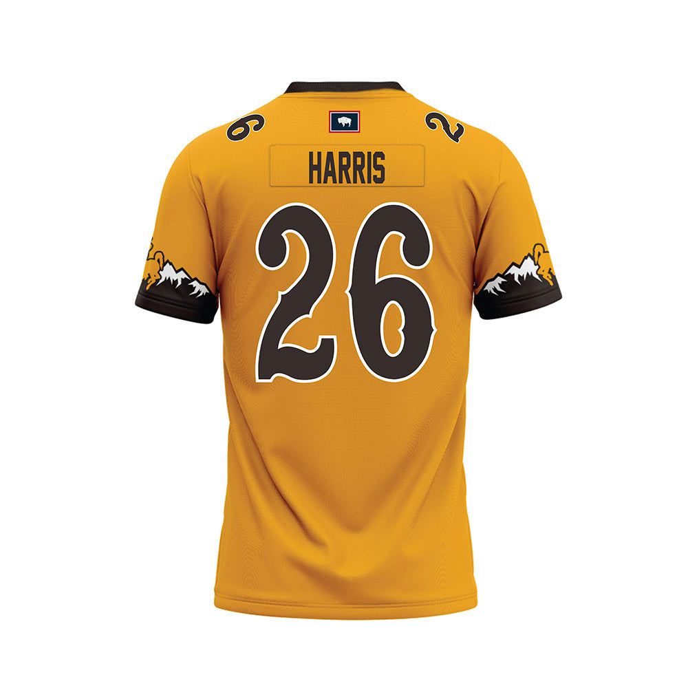Wyoming - NCAA Football : Samuel Harris - Gold Premium Football Jersey-1
