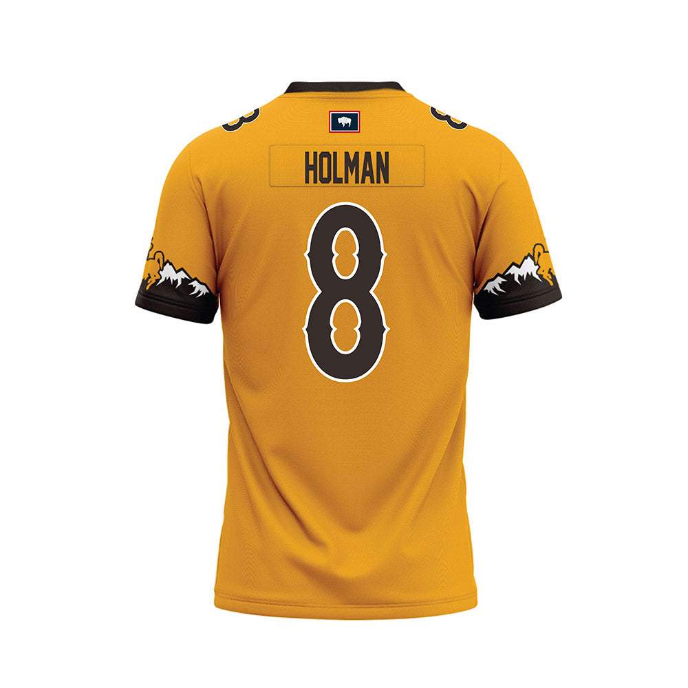 Wyoming - NCAA Football : Markell Holman - Gold Premium Football Jersey-1
