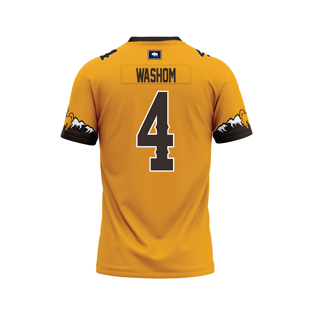 Wyoming - NCAA Football : Ke'Lyn Washom - Gold Premium Football Jersey-1
