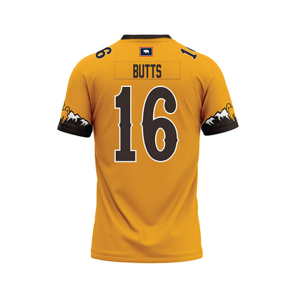 Wyoming - NCAA Football : Karson Butts - Gold Premium Football Jersey-1