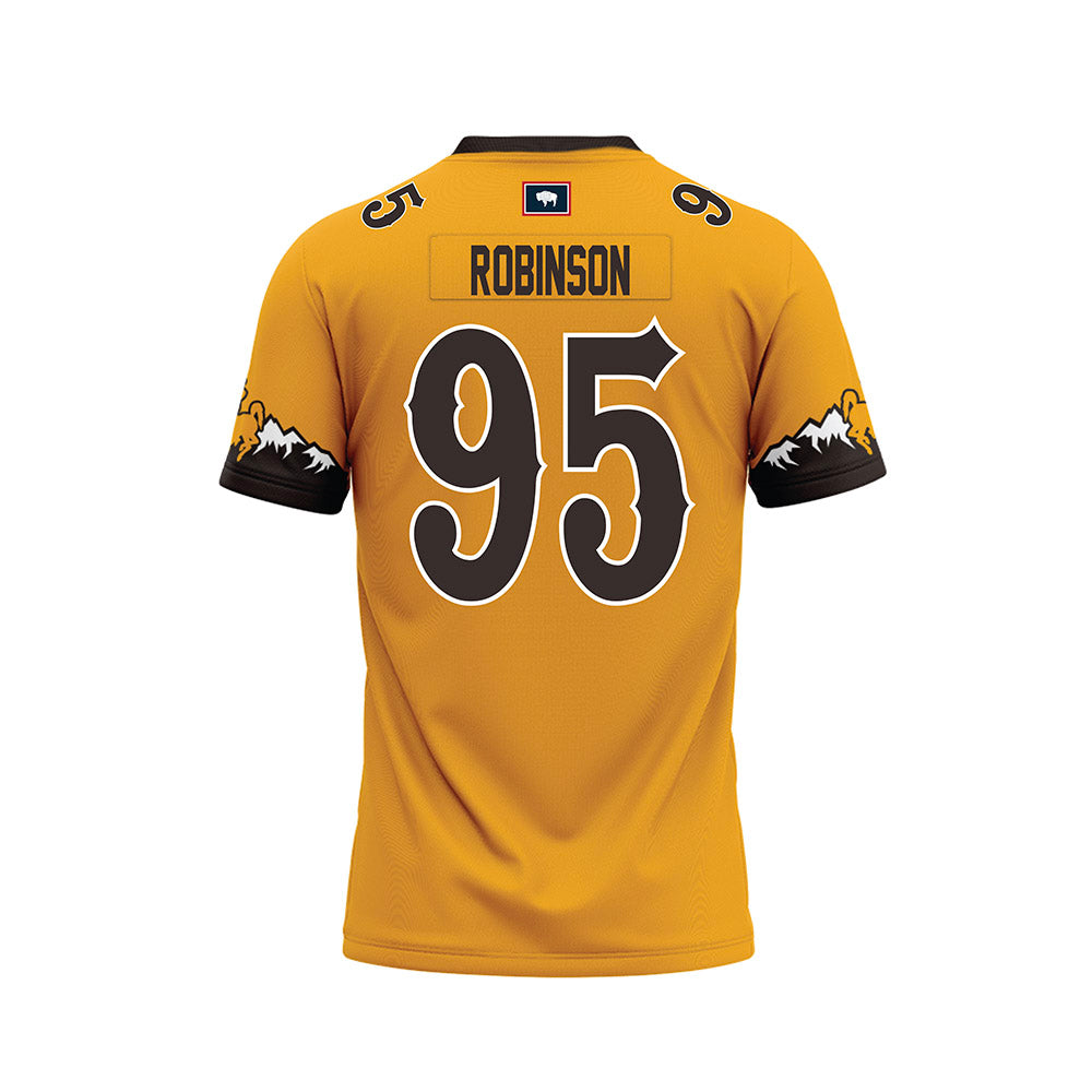 Wyoming - NCAA Football : Caleb Robinson - Gold Football Jersey