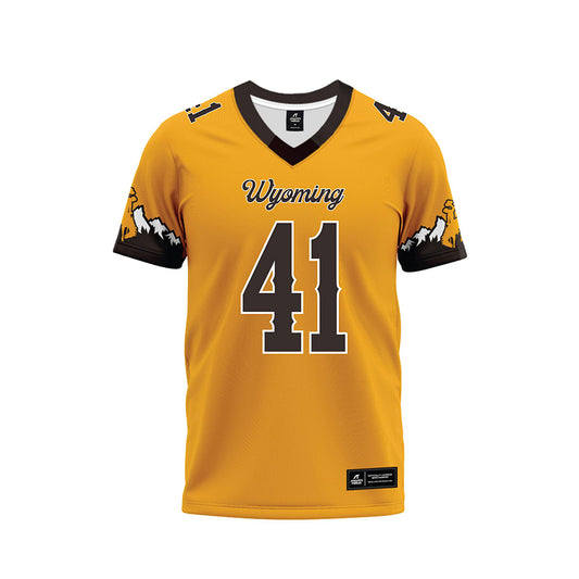 Wyoming - NCAA Football : Mason Wright - Gold Premium Football Jersey-0