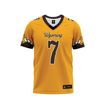 Wyoming - NCAA Football : Junus McGraw - Gold Premium Football Jersey-0