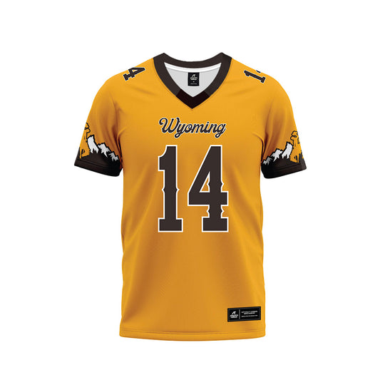 Wyoming - NCAA Football : Landon Sims - Gold Premium Football Jersey-0