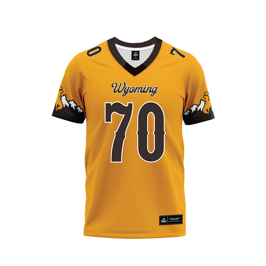 Wyoming - NCAA Football : Rex Johnsen - Gold Premium Football Jersey
