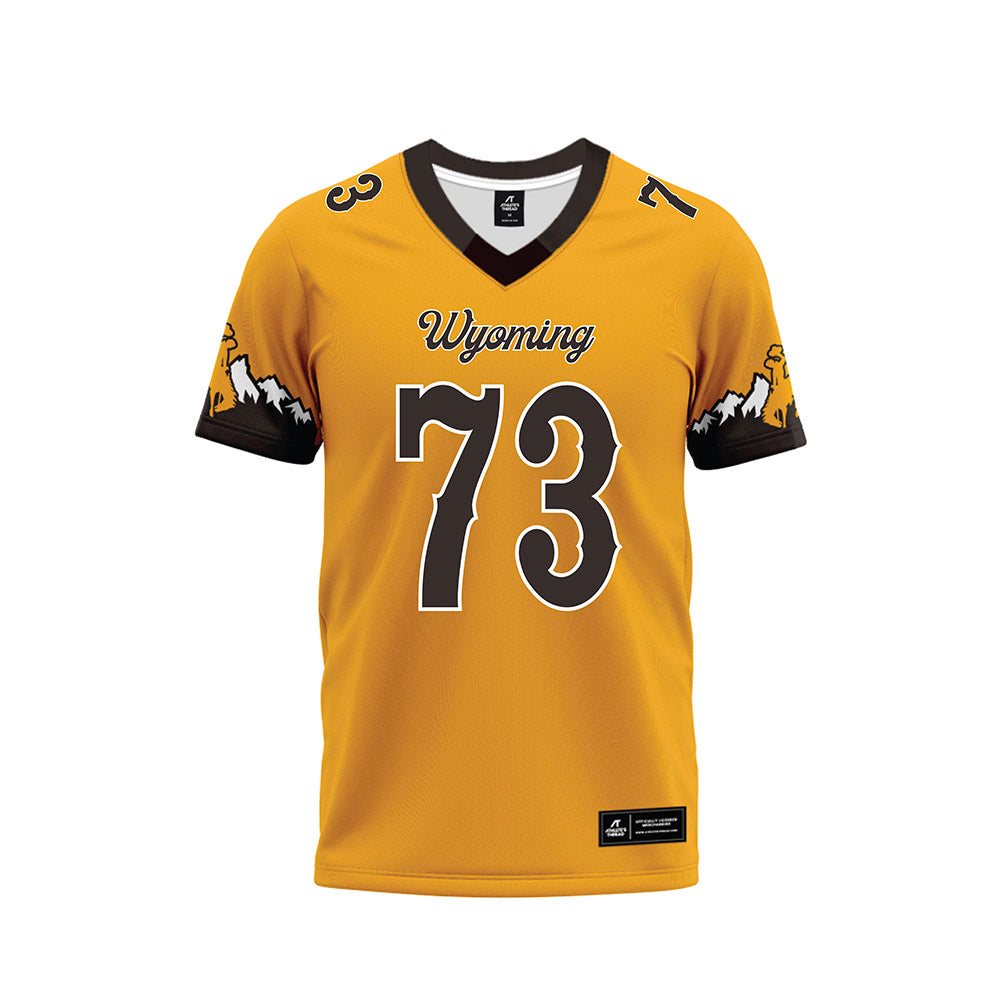 Wyoming - NCAA Football : Caleb Hall - Gold Premium Football Jersey-0