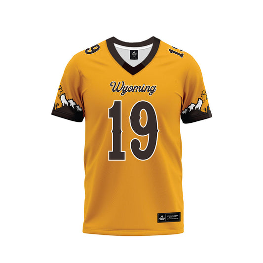 Wyoming - NCAA Football : Kendall Griffin - Gold Premium Football Jersey-0