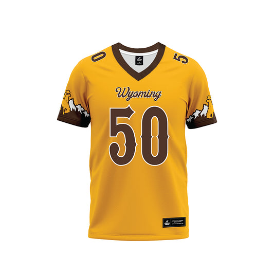 Wyoming - NCAA Football : Tanielu Maafala-Barbasa - Gold Premium Football Jersey-0