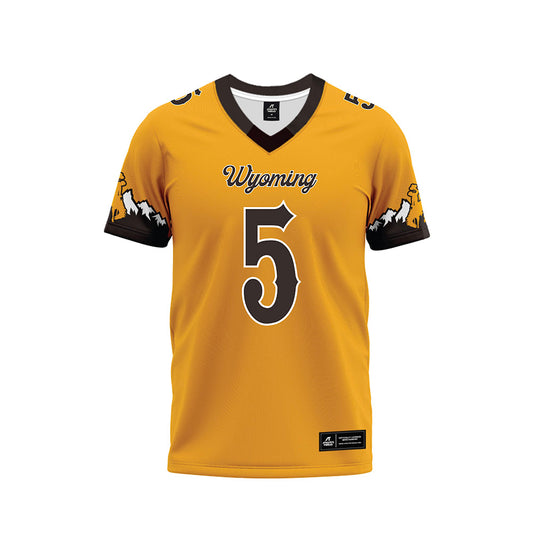 Wyoming - NCAA Football : Justin Popovich - Gold Premium Football Jersey-0