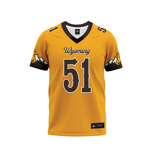 Wyoming - NCAA Football : Thaddeus Gianaris - Gold Premium Football Jersey-0