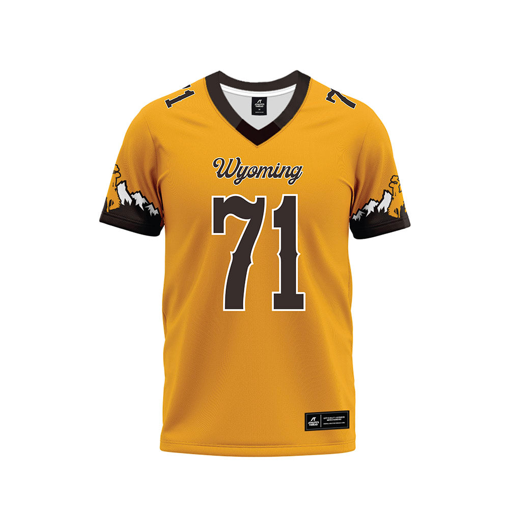 Wyoming - NCAA Football : Jake Davies - Gold Premium Football Jersey