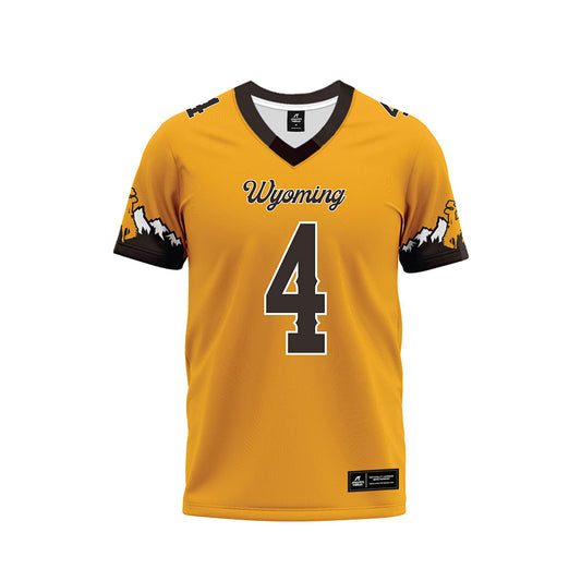 Wyoming - NCAA Football : Ke'Lyn Washom - Gold Premium Football Jersey-0