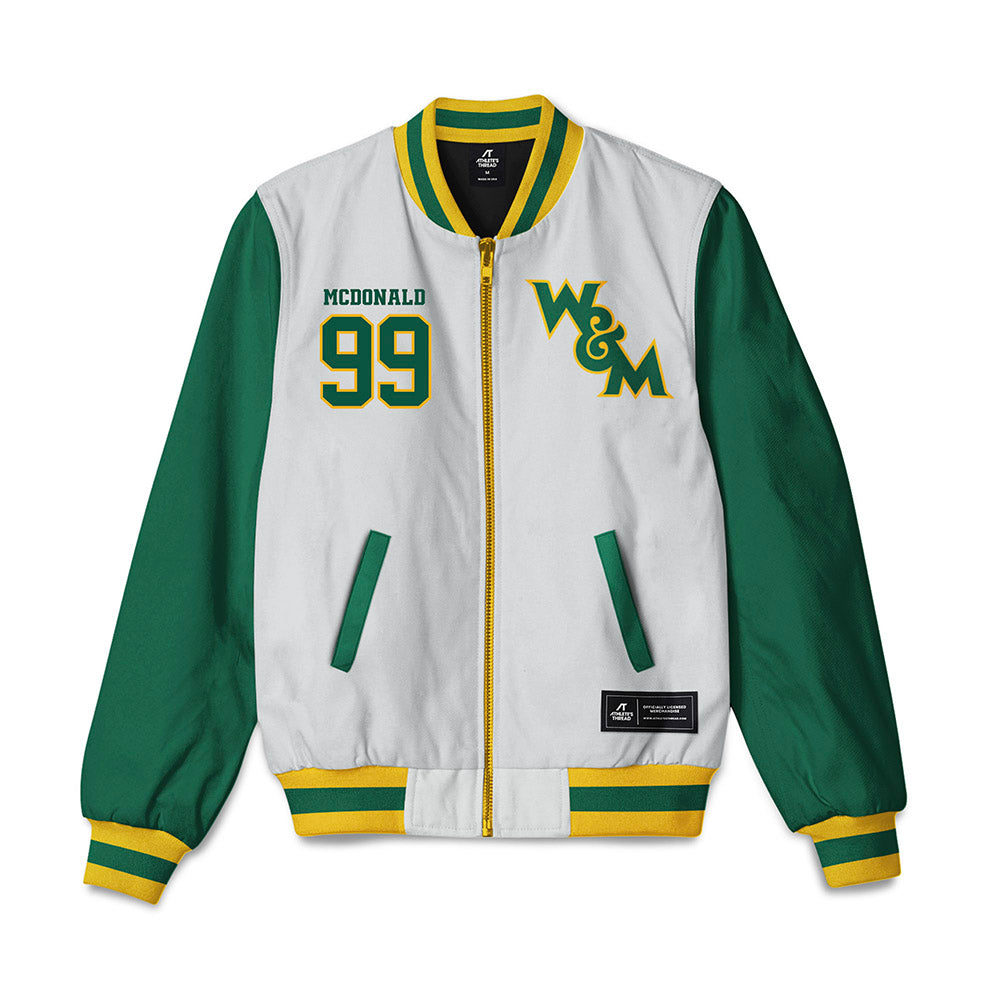 William & Mary - NCAA Football : Nathaniel McDonald - Bomber Jacket-0