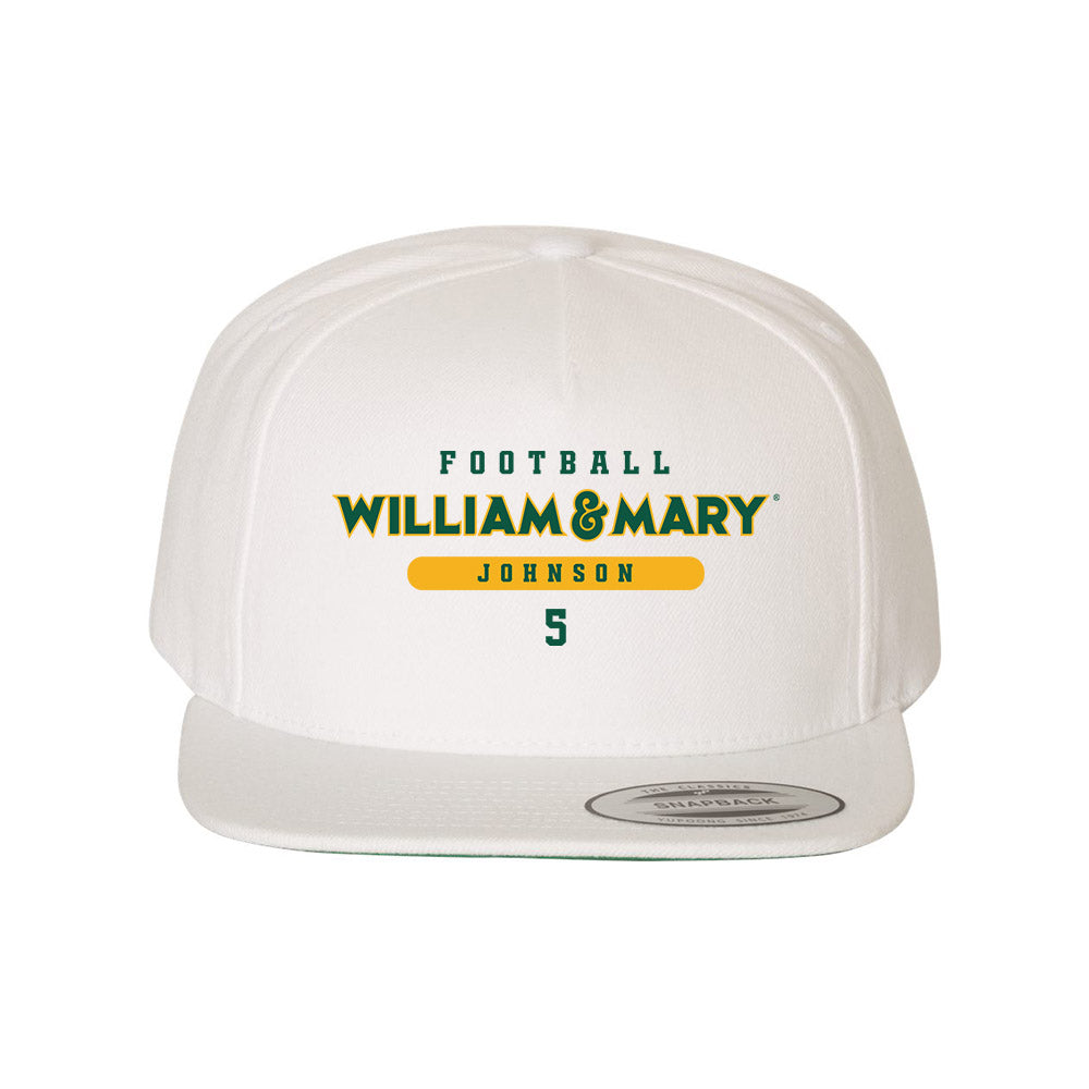 William & Mary - NCAA Football : Khylil Johnson - Snapback Hat-0