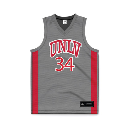 UNLV - NCAA Men's Basketball : Emmanuel Stephen - Grey Basketball Jersey-0
