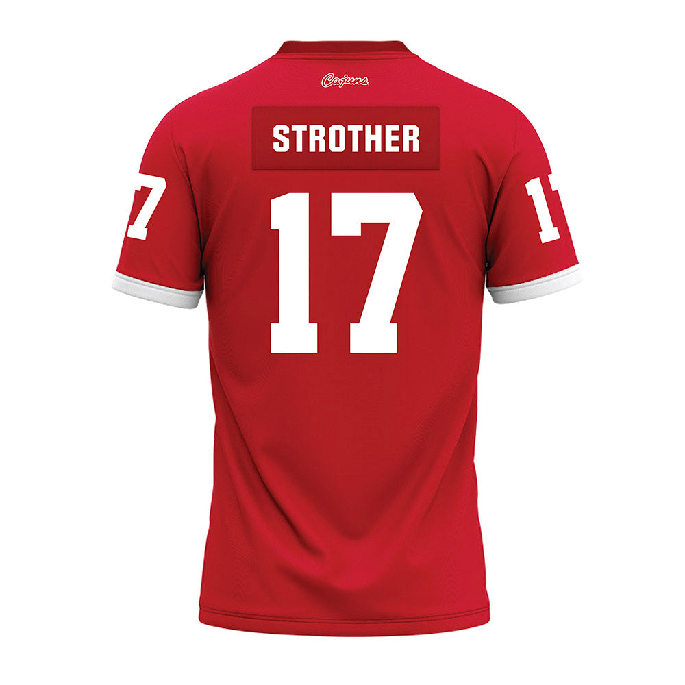 Louisiana - NCAA Football : Landon Strother - Red Premium Football Jersey-1