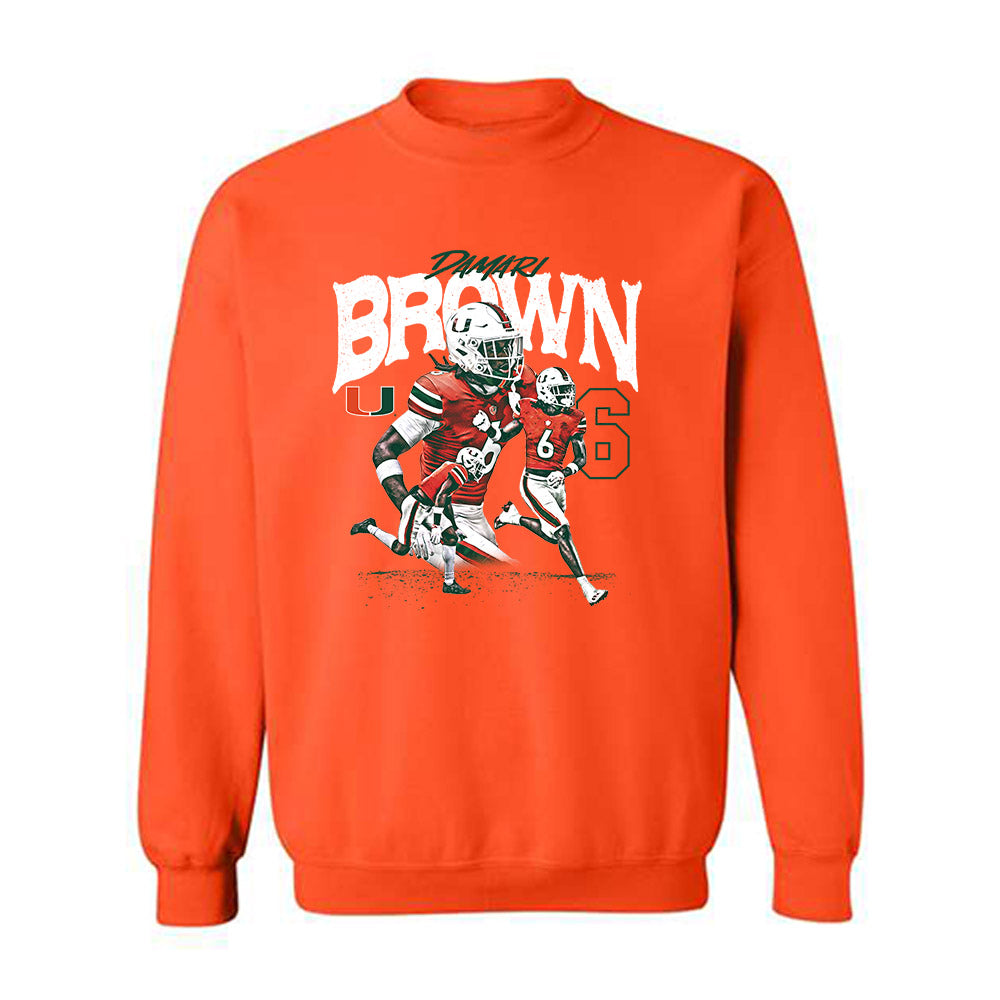 Miami - NCAA Football : Damari Brown - Player Collage Crewneck Sweatshirt
