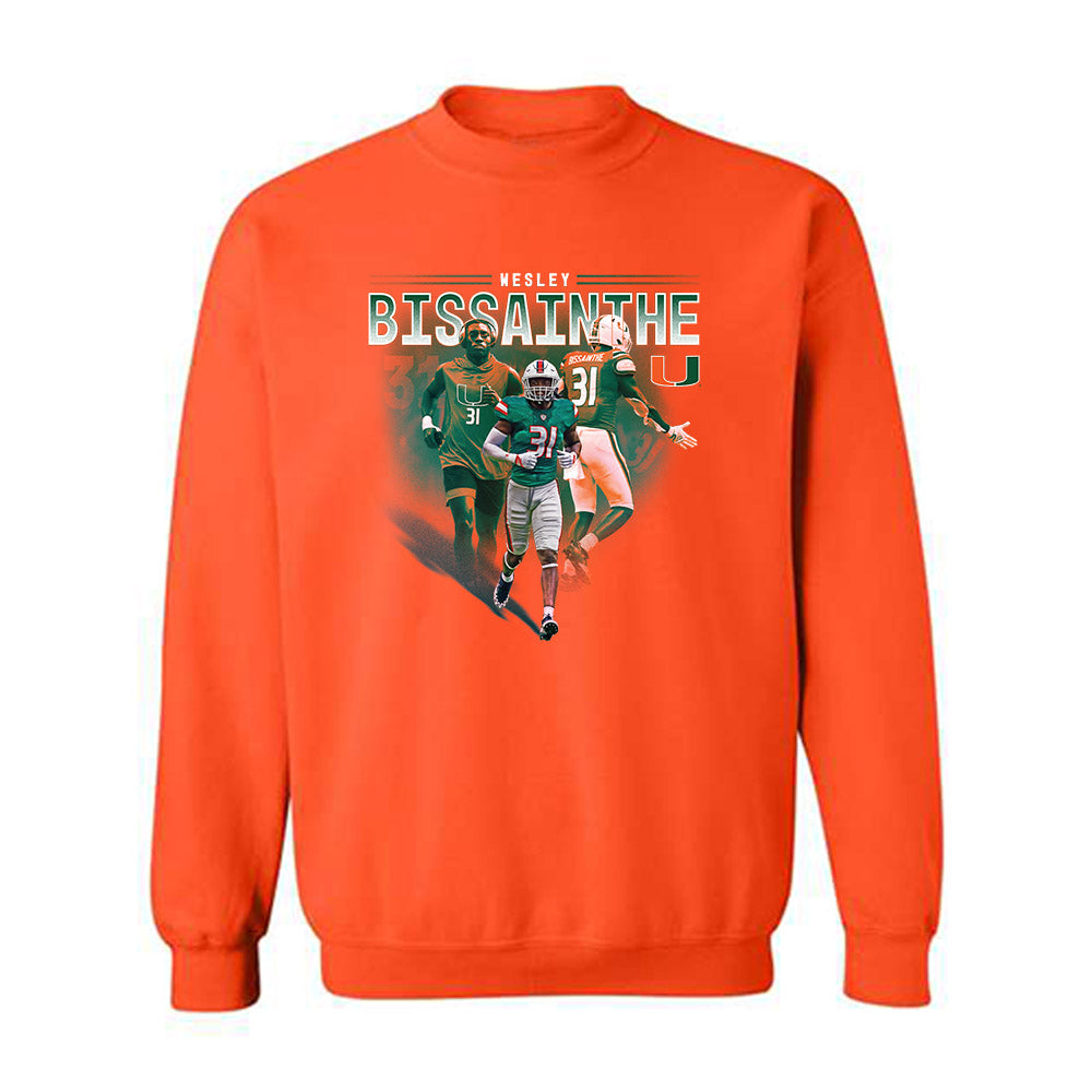 Miami - NCAA Football : Wesley Bissainthe - Player Collage Crewneck Sweatshirt
