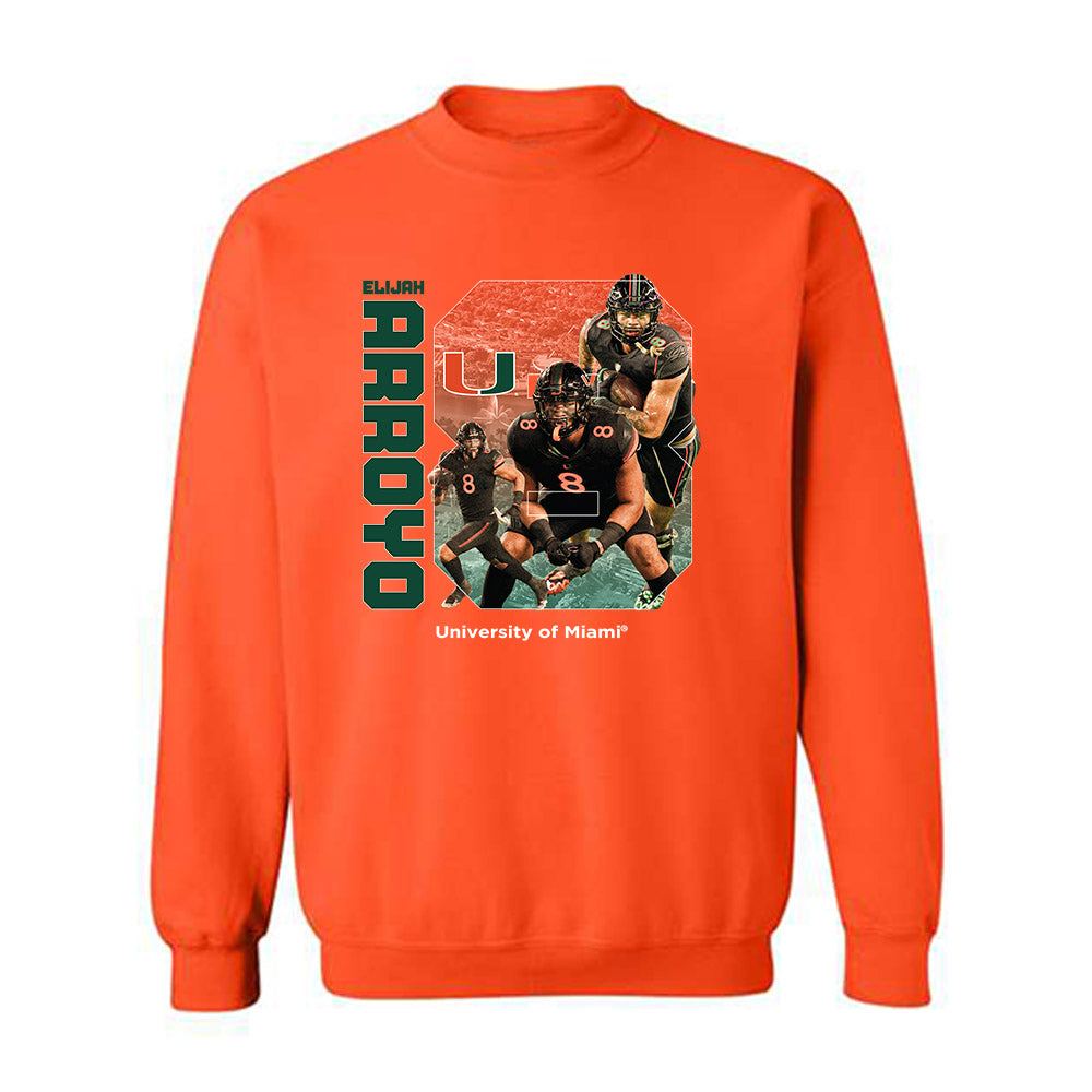 Miami - NCAA Football : Elijah Arroyo - Player Collage Crewneck Sweatshirt