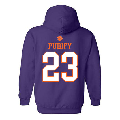 Clemson - NCAA Baseball : Jarren Purify - Classic Shersey Hooded Sweatshirt-1