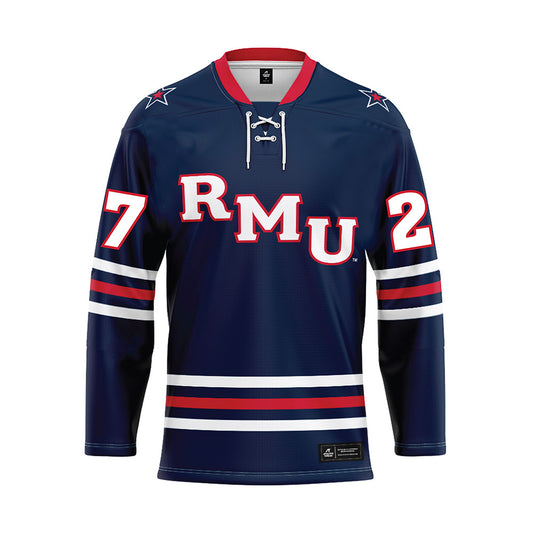 Robert Morris - NCAA Men's Ice Hockey : Trent Wilson - Navy Hockey Jersey-0