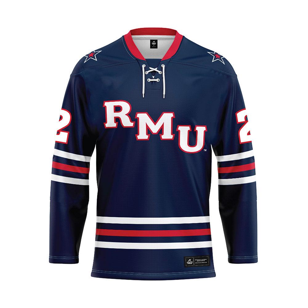 Robert Morris - NCAA Men's Ice Hockey : Michael Craig - Navy Hockey Jersey-0