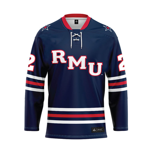 Robert Morris - NCAA Men's Ice Hockey : Michael Craig - Navy Hockey Jersey-0