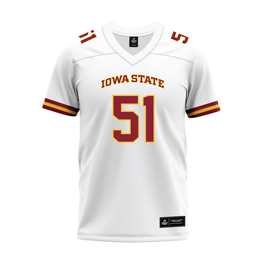 Iowa State - NCAA Football : Maasai King - White Premium Football Jersey-0