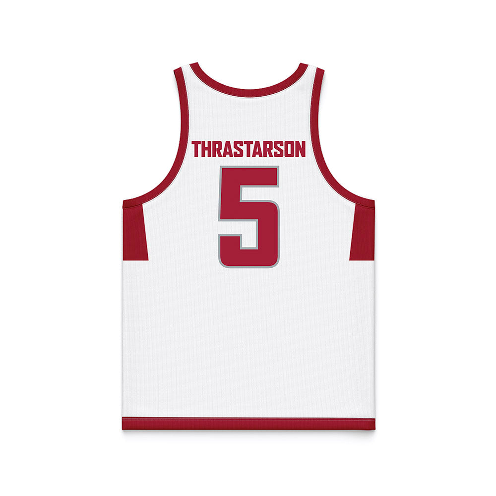WSU - NCAA Men's Basketball : Tomas Thrastarson - White Basketball Jersey-1