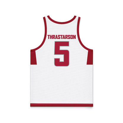 WSU - NCAA Men's Basketball : Tomas Thrastarson - White Basketball Jersey-1