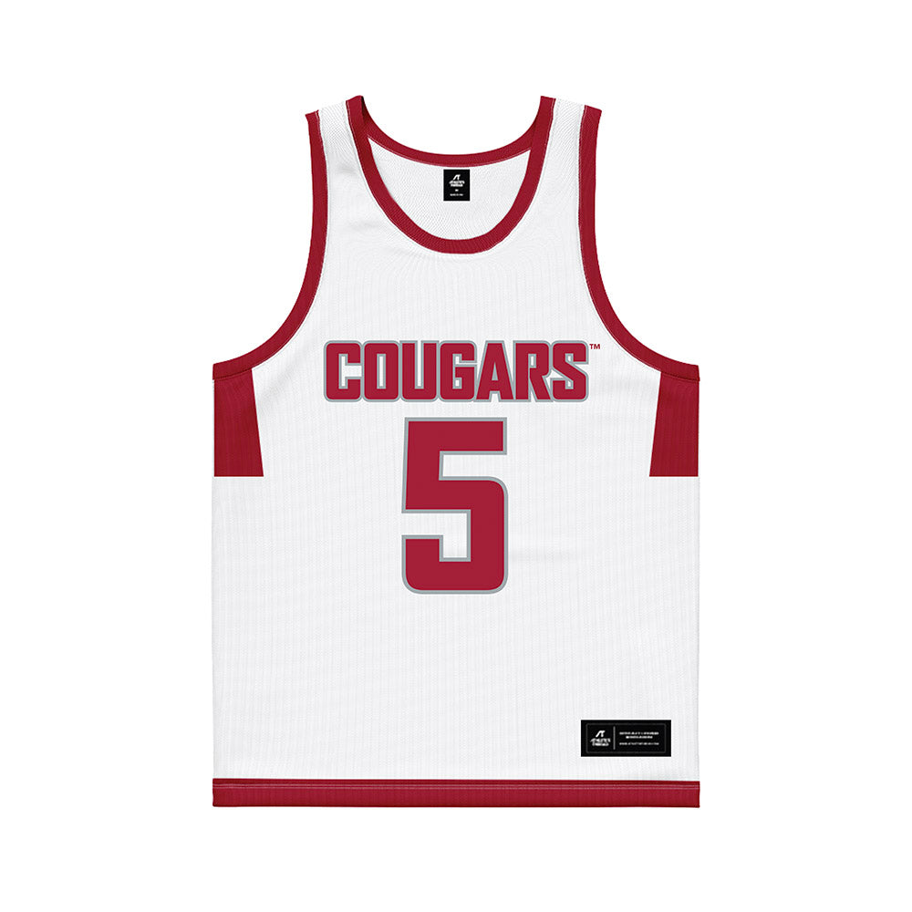 WSU - NCAA Men's Basketball : Tomas Thrastarson - White Basketball Jersey-0